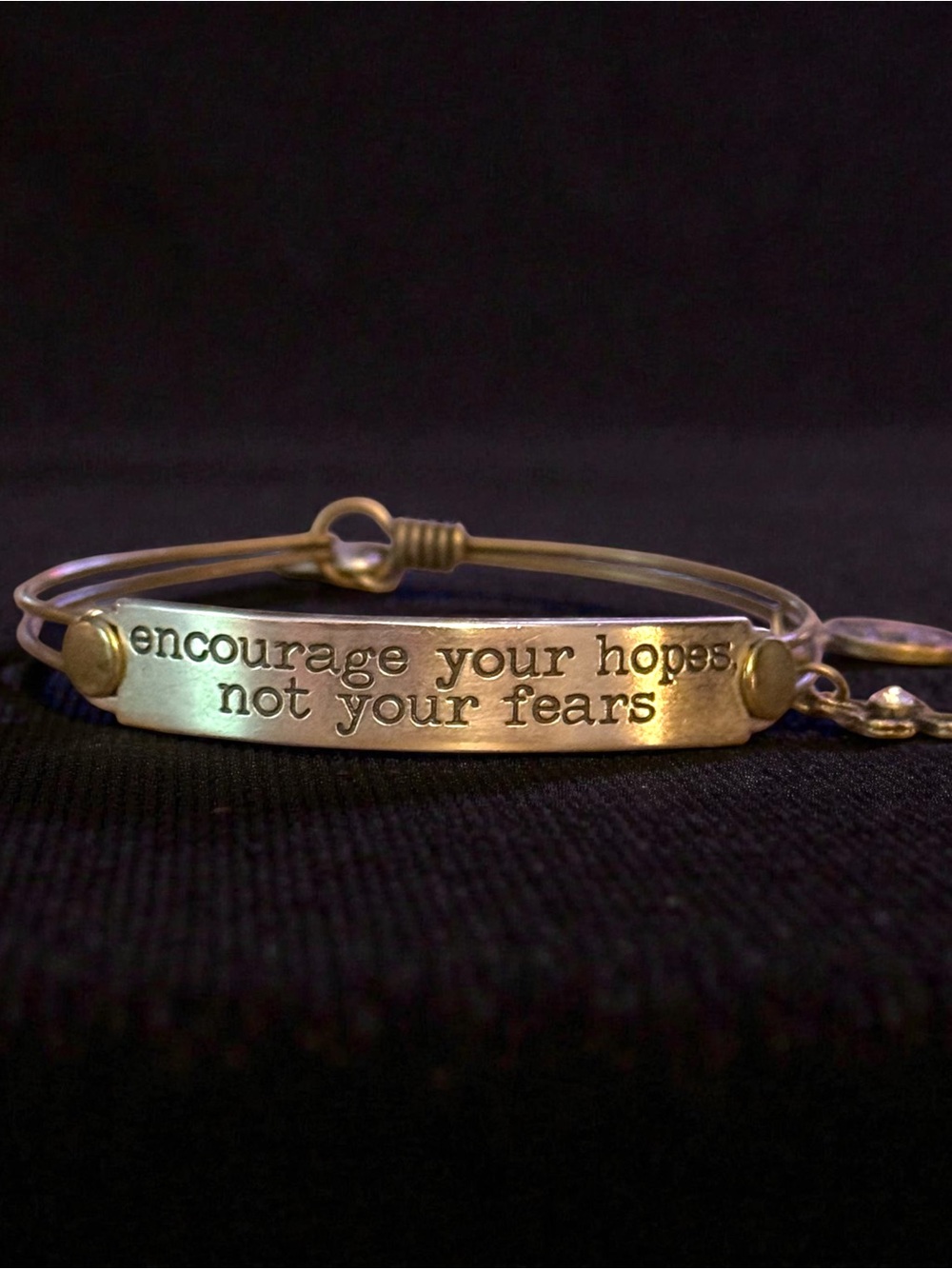 Sweet Romance Encourage your hopes, not your fears bangle bracelet